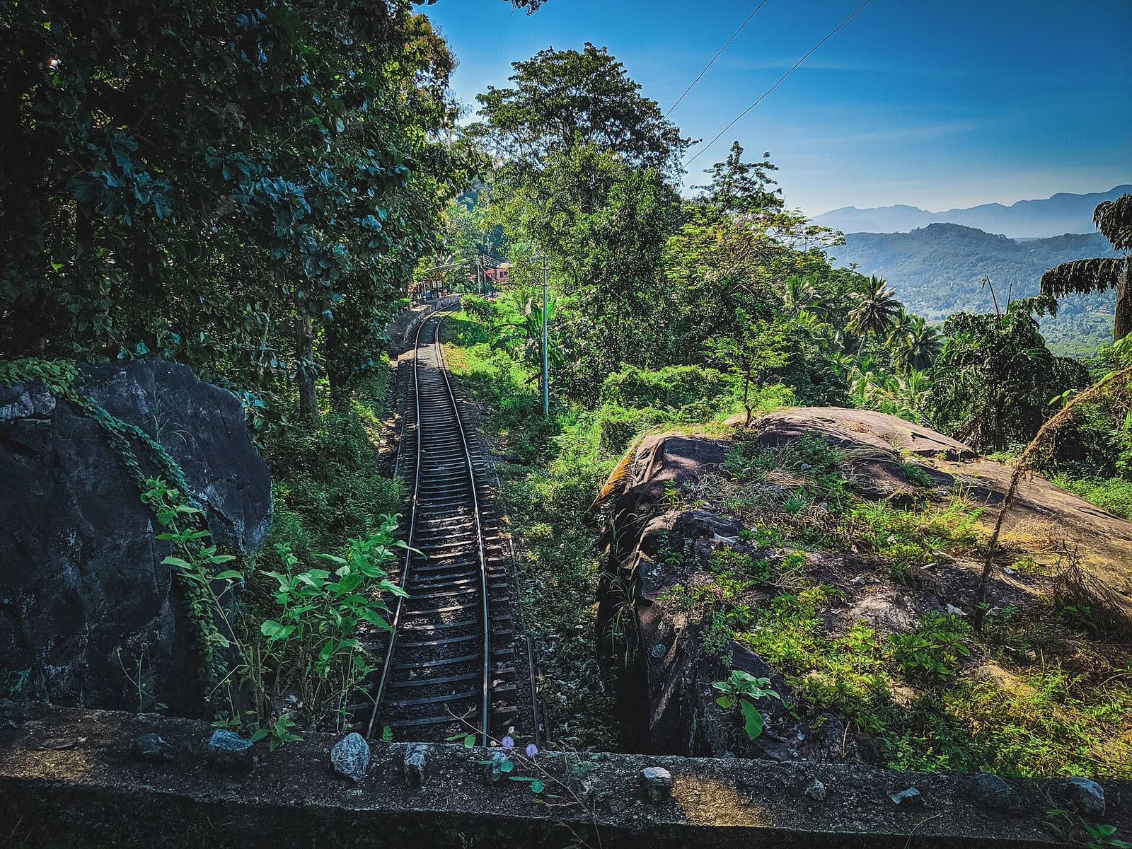 Chauffeur-driven car on a scenic road through Sri Lanka's hill country
